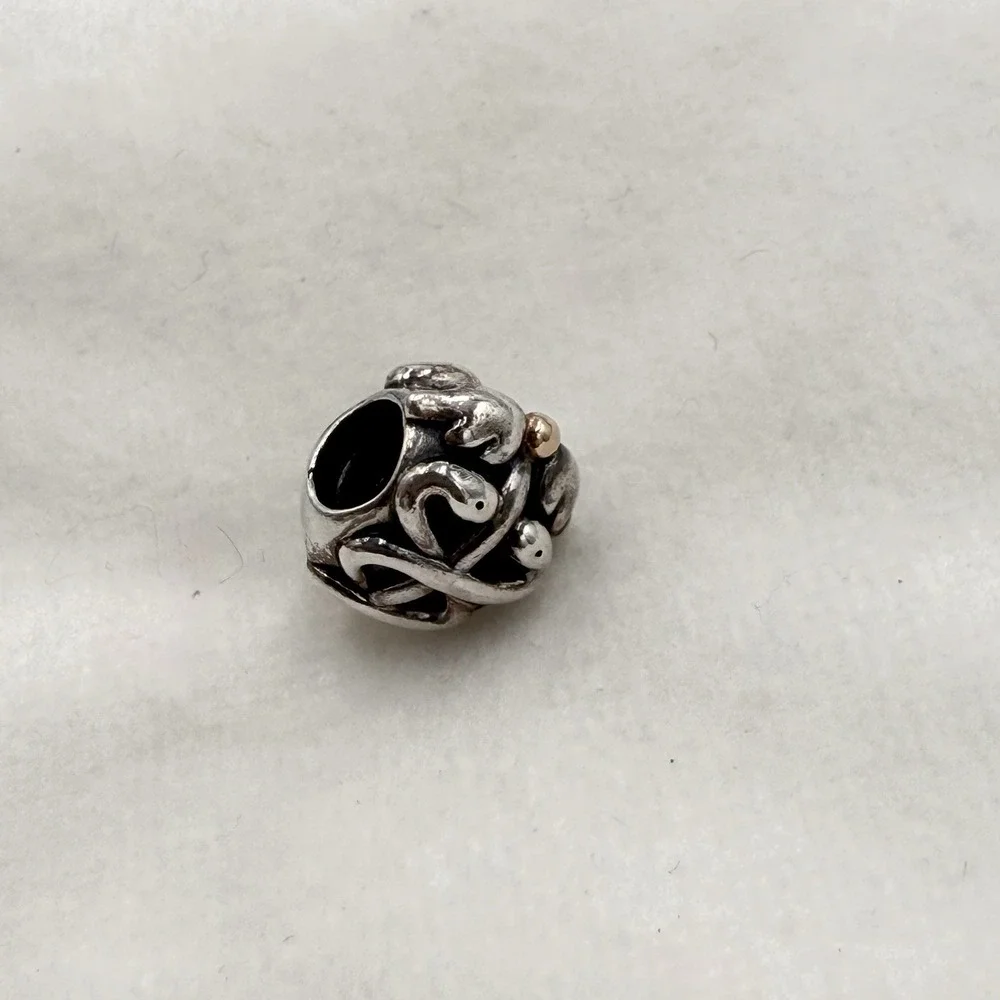 Pandora 925 Sterling Silver & 14K Gold Two Tone Caduceus Nurse Bead Charm